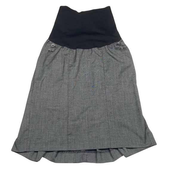 Motherhood Maternity Skirt Women's Size Medium Black Check Pockets twModest Midi - Picture 1 of 6